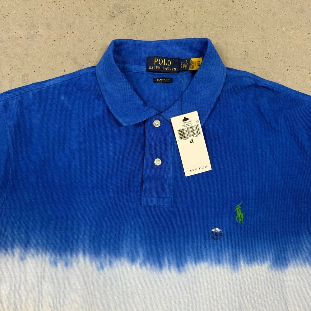 Polo by Ralph Lauren Blue, White, and Orange Men's Polo Shirt - Picture 2 of 3